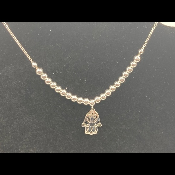 Jewelry - Silver Hand of Hamsa Adjustable Bracelet 9.25 in with Silver beads